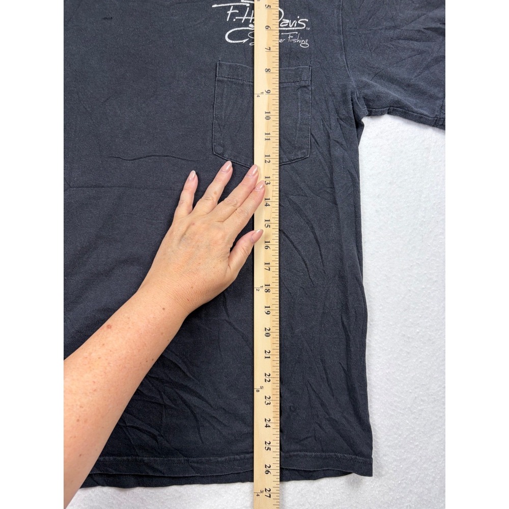 Zinc FH Davis Saltwater Fishing Pocket T-Shirt Mens Medium Black Graphic Fish - Picture 9 of 11